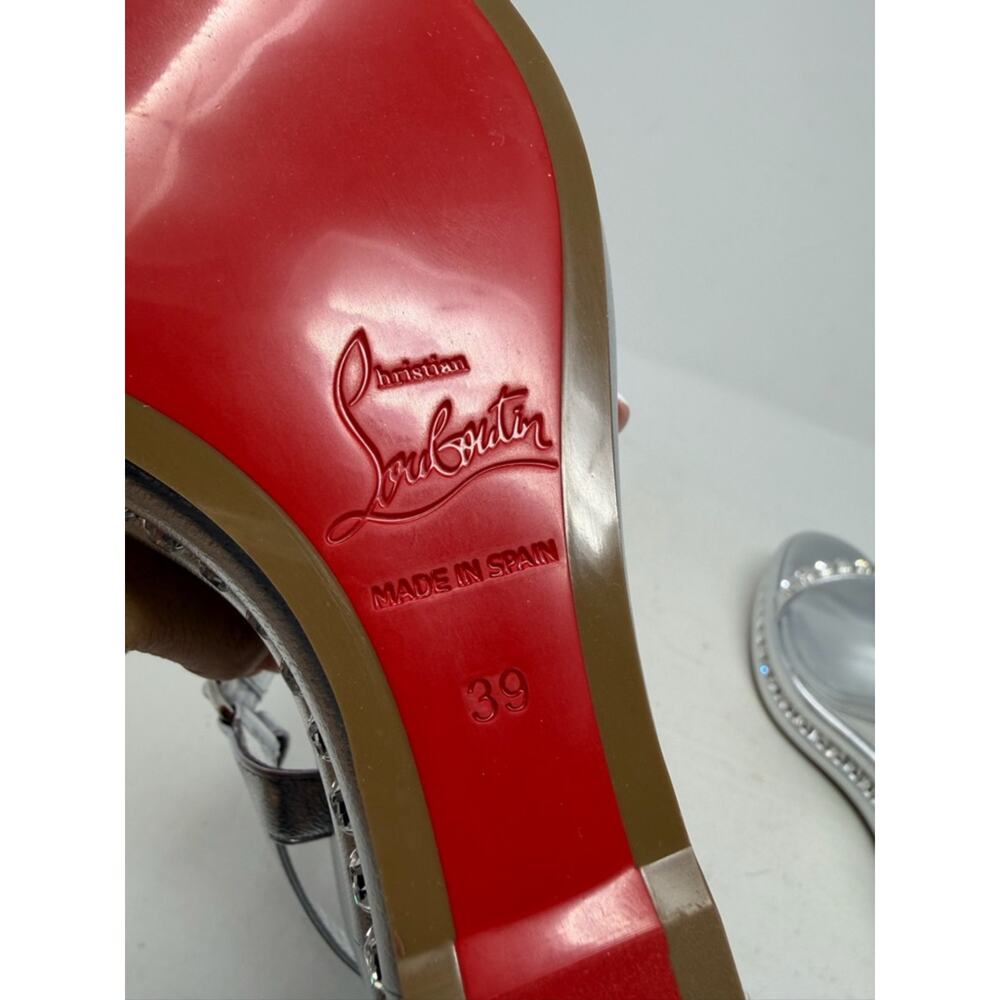 Christian Louboutin Pyrastrass Silver Crystal Wedge Sandals Womens Size EU 39 - Picture 11 of 13